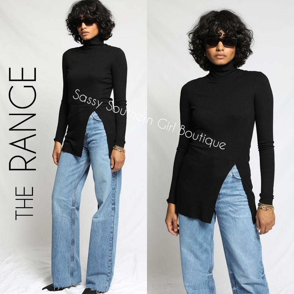 ⭐🆕THE RANGE black ribbed slit turtle neck